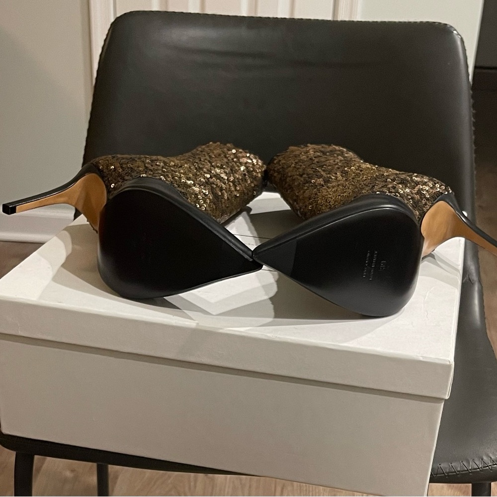 Balmain Bronze/gold and black Sequins booties - Picture 3 of 5